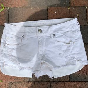American Eagle white denim shorts
